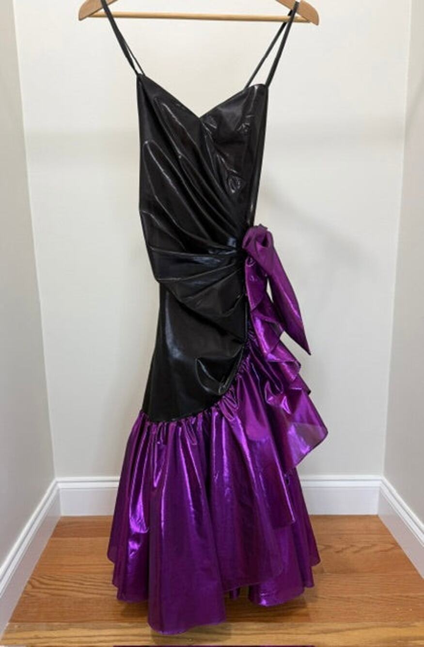 TD4 by Electra Vintage 80s Black Purple Foil Dress